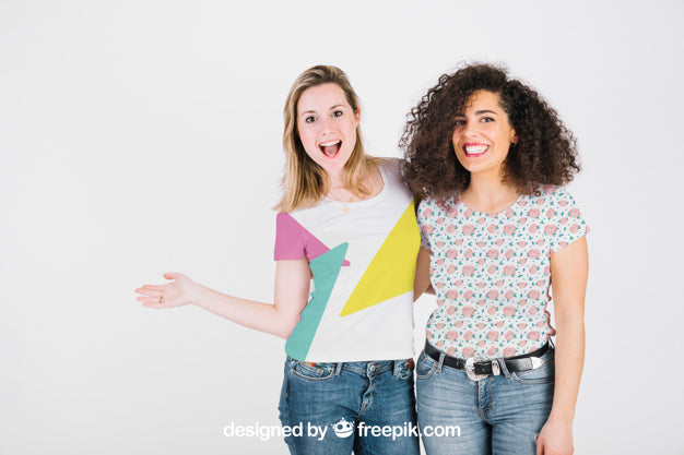 Download Free T Shirt Mockup With Happy Woman Creativebooster