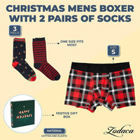 Christmas Boxer Briefs and Socks for Men, Box Set (Small, 3 Pieces) - Zodaca