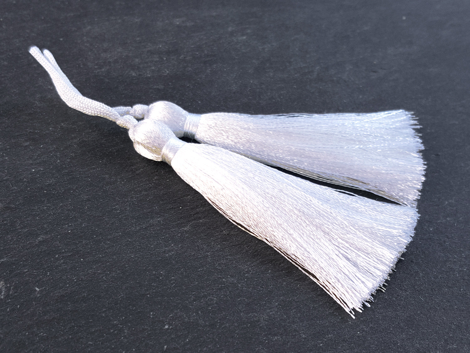 Long Sugar White Silk Thread Tassels - 3 inches - 77mm - 2 pc ...