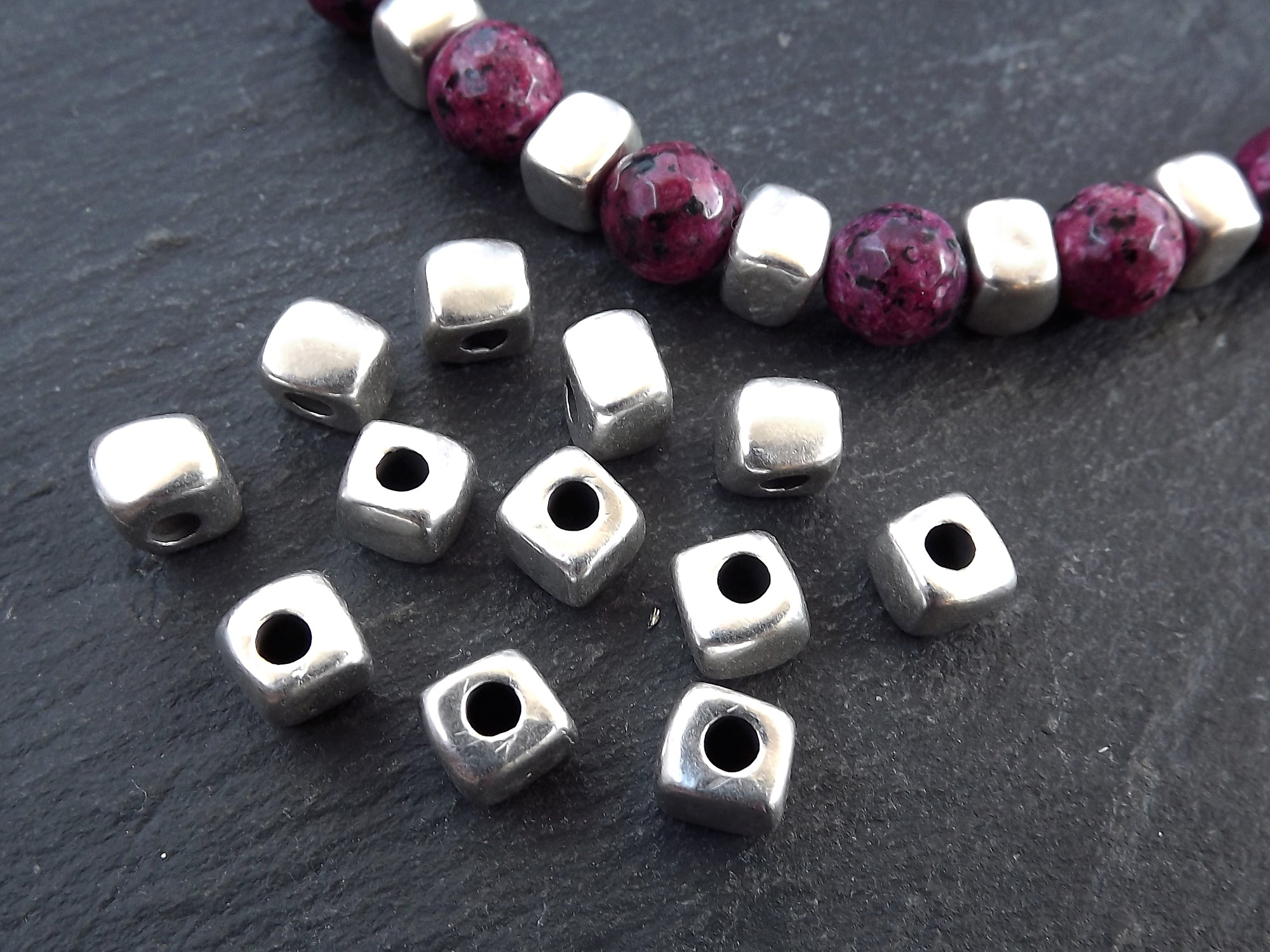 Small Square Nugget Silver Bead Spacers, Organic Square Beads, Greek  Mykonos Silver Bead, Tarnish Resistant Beads, Matte Silver Plated, 12pc