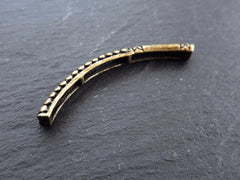 Dotted Bar Bead, Bronze Curve Bead, Bronze Tube Spacer, Curve Tube, Beading Tube, Bronze Bar, Bracelet Bead, Bar Tube, Antique Bronze, 1pc