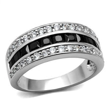 Load image into Gallery viewer, MT2782 - High Polished- Pave- Black Diamond with Double Crystal Band
