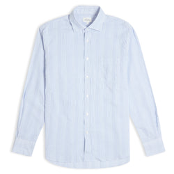 Hartford Paul Cheese Cloth Stripe Shirt - White/Blue - Burrows and Hare