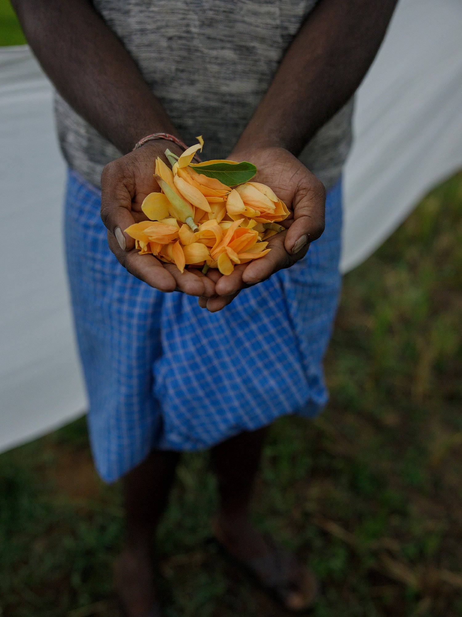 Man holding flowers