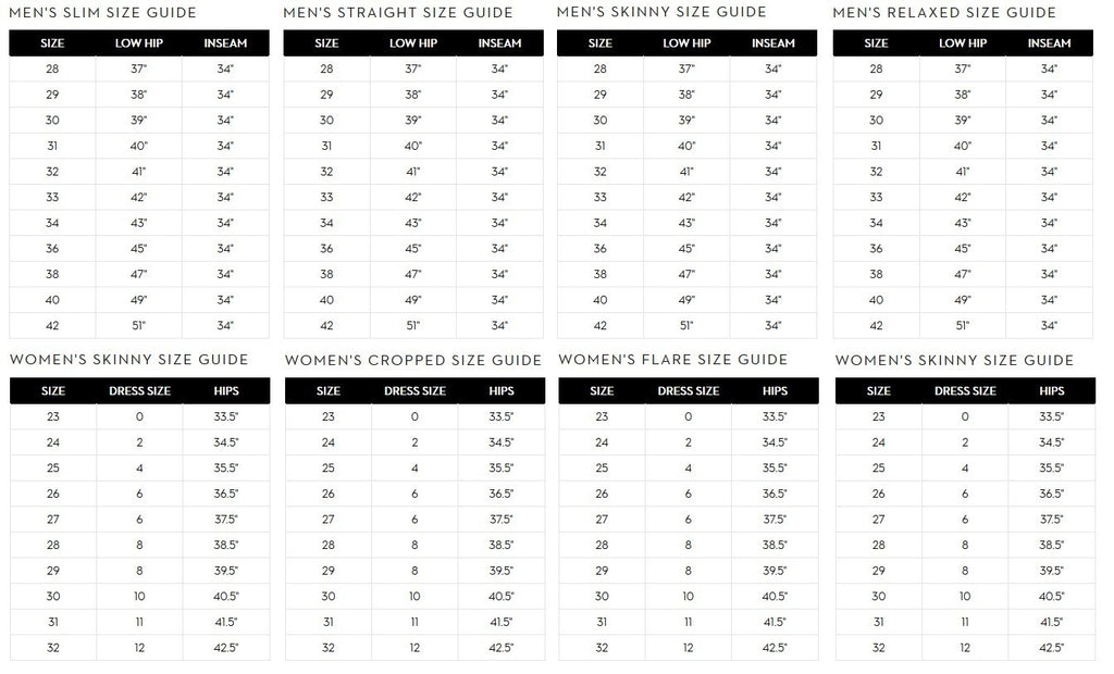 J Brand Size Chart