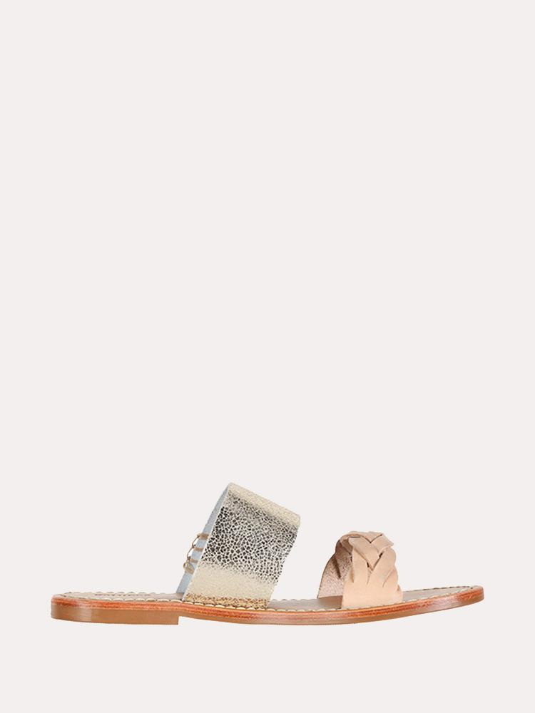 soludos metallic slide sandals