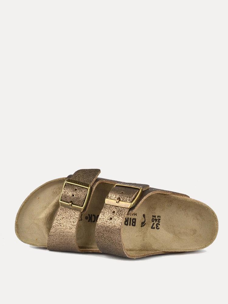 birkenstock arizona washed metallic antique gold