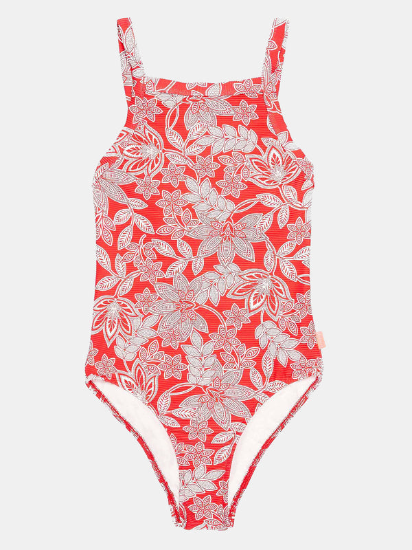 Seafolly Girls' Tropo Loco Ribbed Tank One Piece Swimsuit - Saint Bernard