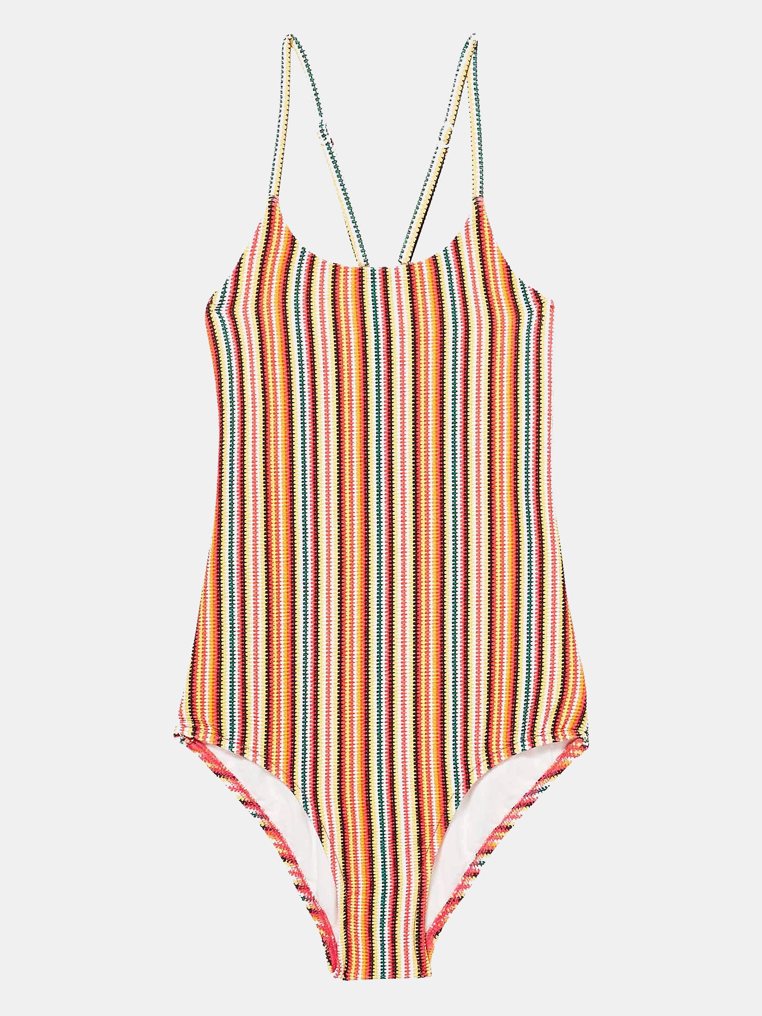 Seafolly Girls 80s Geo Stripe Tank One Piece Swimsuit Saint Bernard