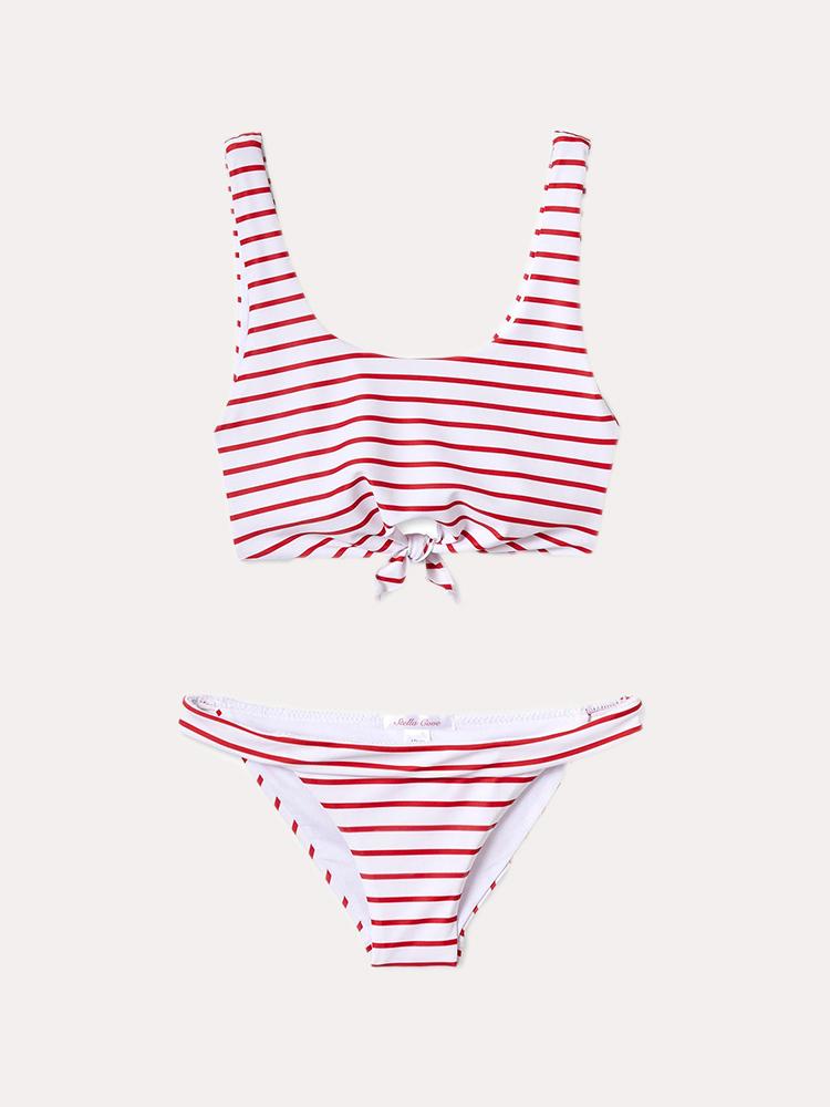 Stella Cove Girls' Red And White Striped Bikini - Saint Bernard