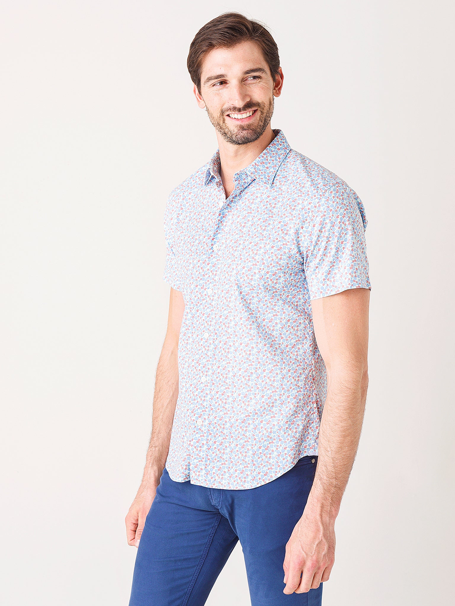 Bonobos Men's Stretch Riviera Short Sleeve Shirt Slim Fit - Saint Bernard