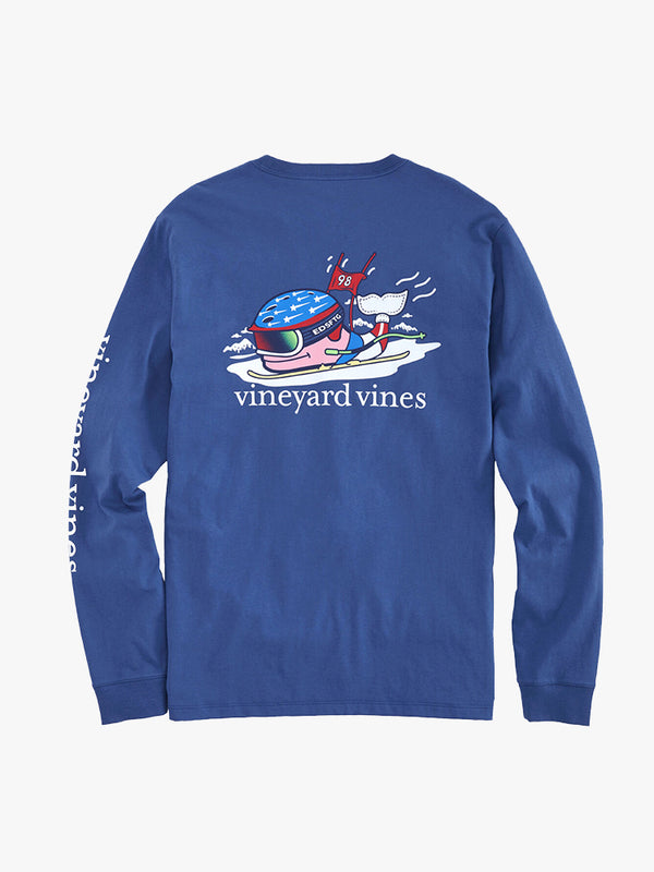 Vineyard Vines Boys Long Sleeve Ski Race Whale Pocket Tee - Saint Bernard