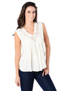 Rebecca Taylor Sleeveless Silk and Lace Top