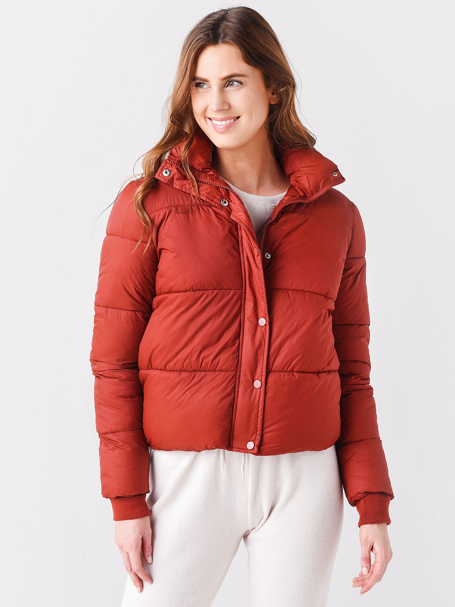 Hollister Cozy Lined Hooded Puffer Jacket in Red for Men