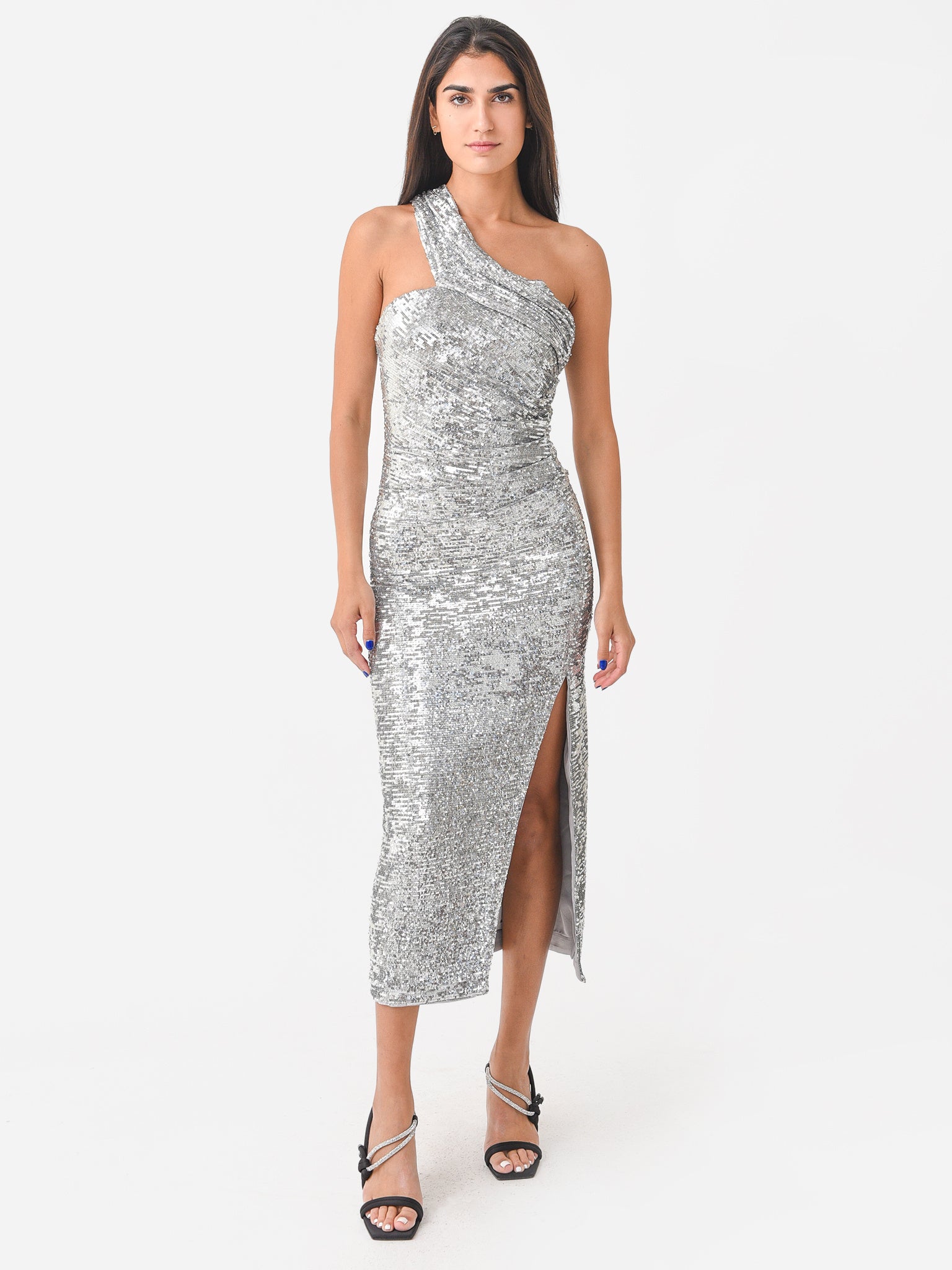 Simkhai Women's Zay Hammered Sequin Draped Midi Dress#N# #N# #N ...