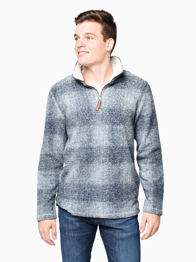 True Grit Melange Shadow Plaid ¼ Zip Pullover