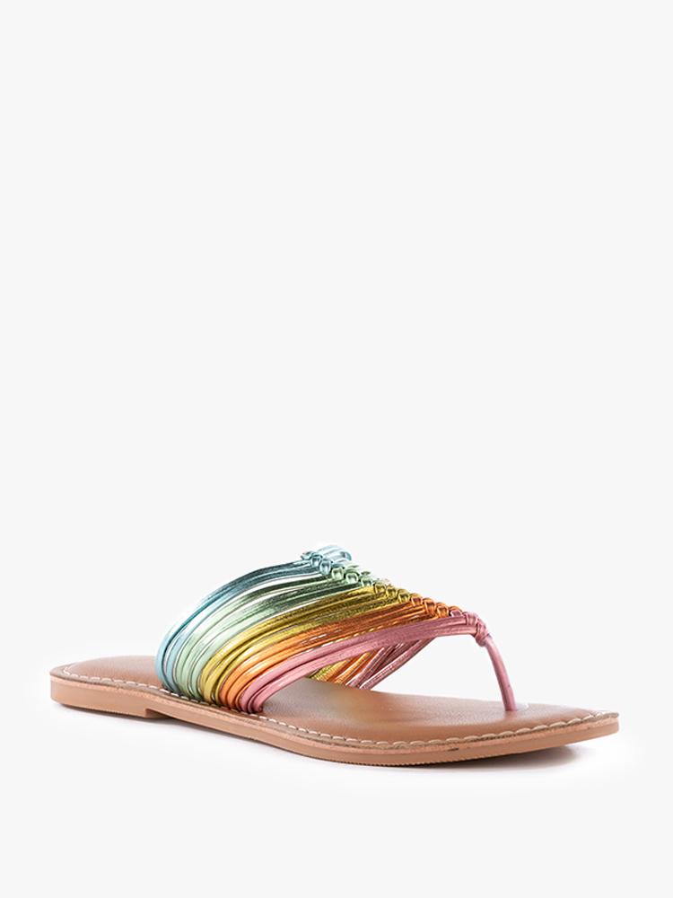 metallic rainbow sandals