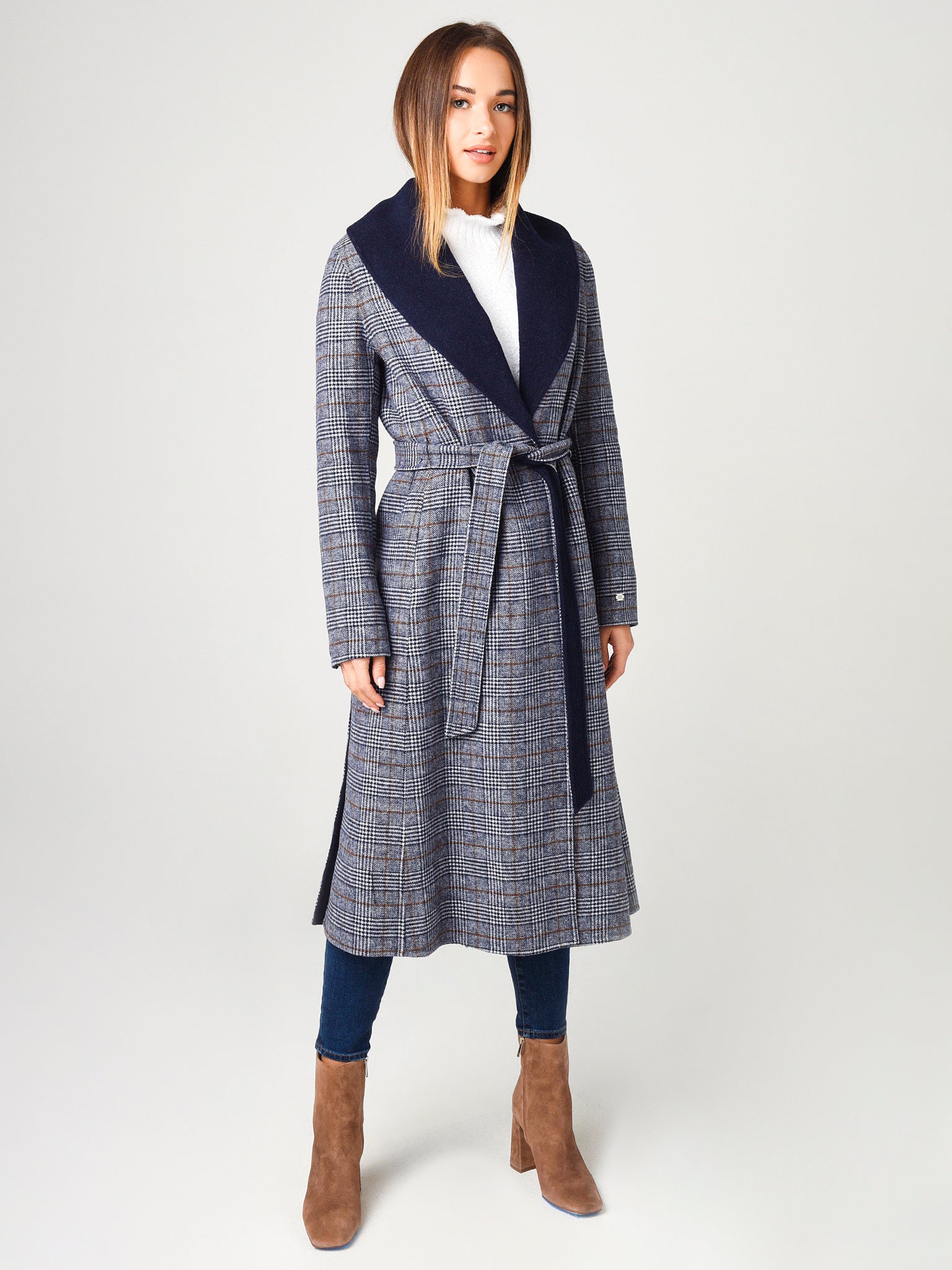 Soia & Kyo Women's Eleonore Plaid Calf-Length Double-Face Wool Coat ...