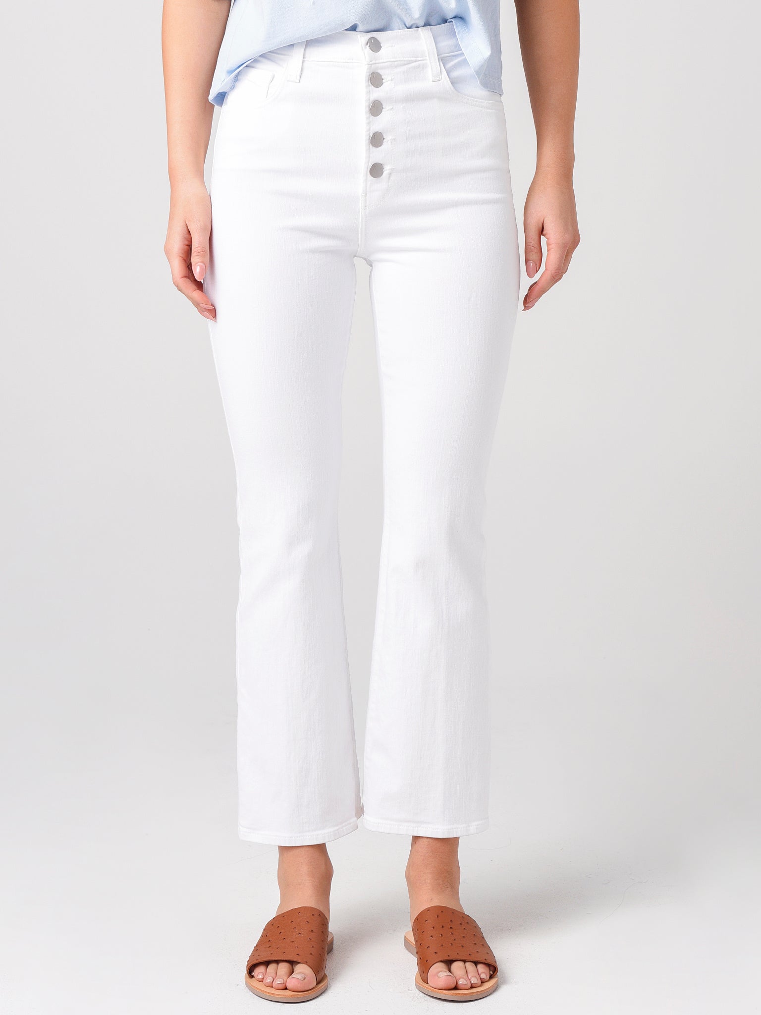 high rise cropped flare jeans