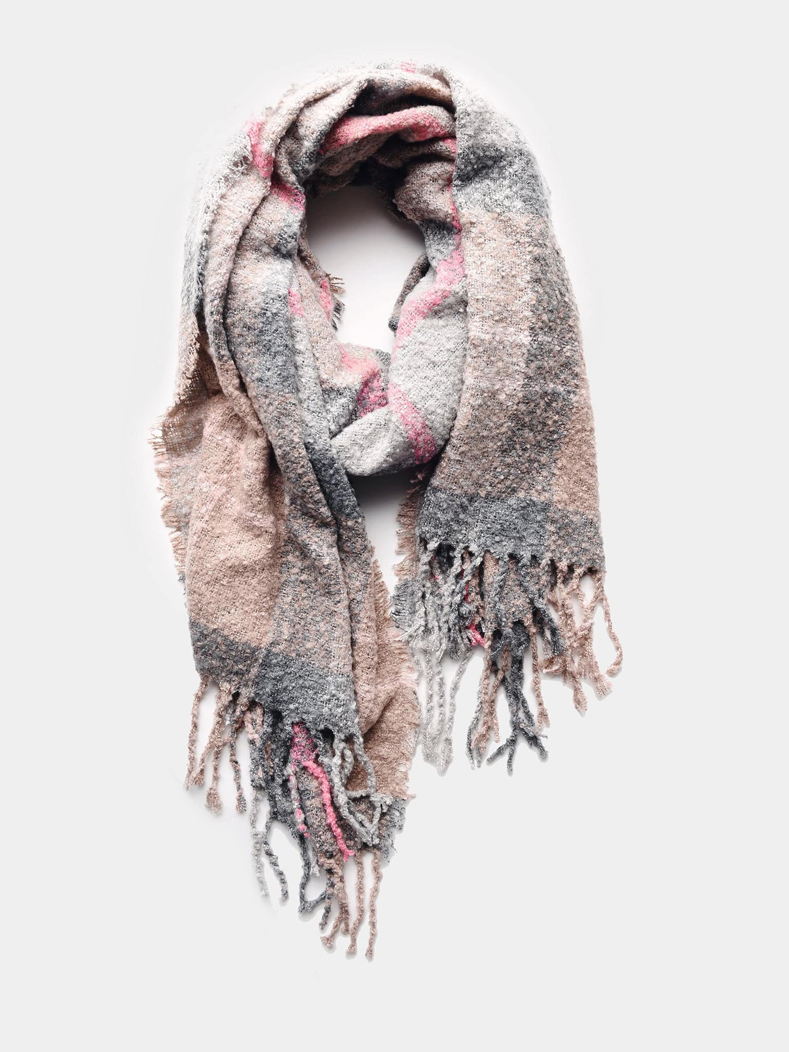 barbour boucle scarf pink