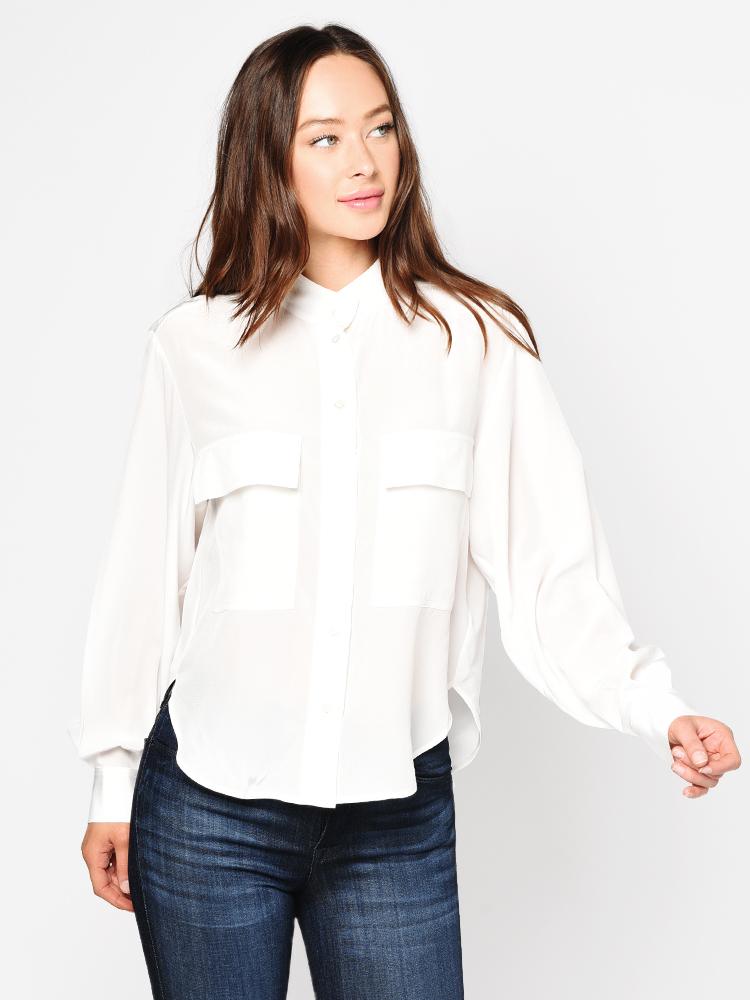 Frame Women’s Silk Clean Safari Shirt - Saint Bernard