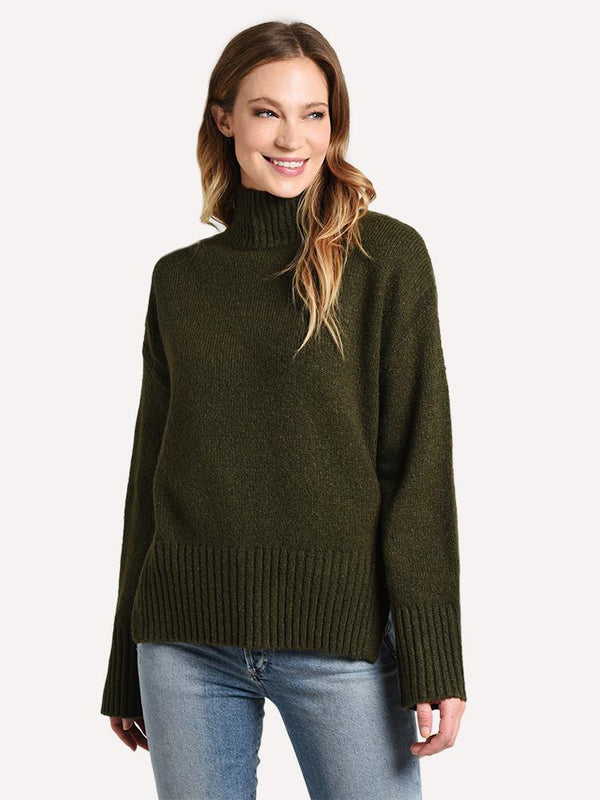 Frame Women's Side Slit Turtleneck Sweater - Saint Bernard