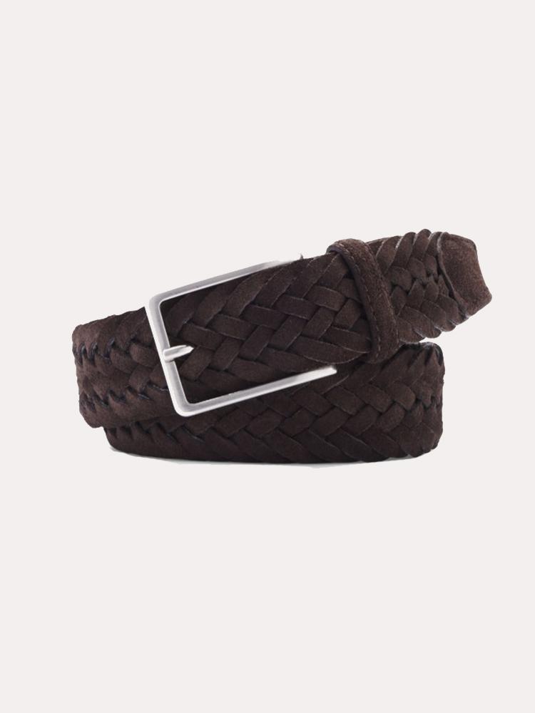 Peter Millar Leather and Wool Braided Belt - Saint Bernard