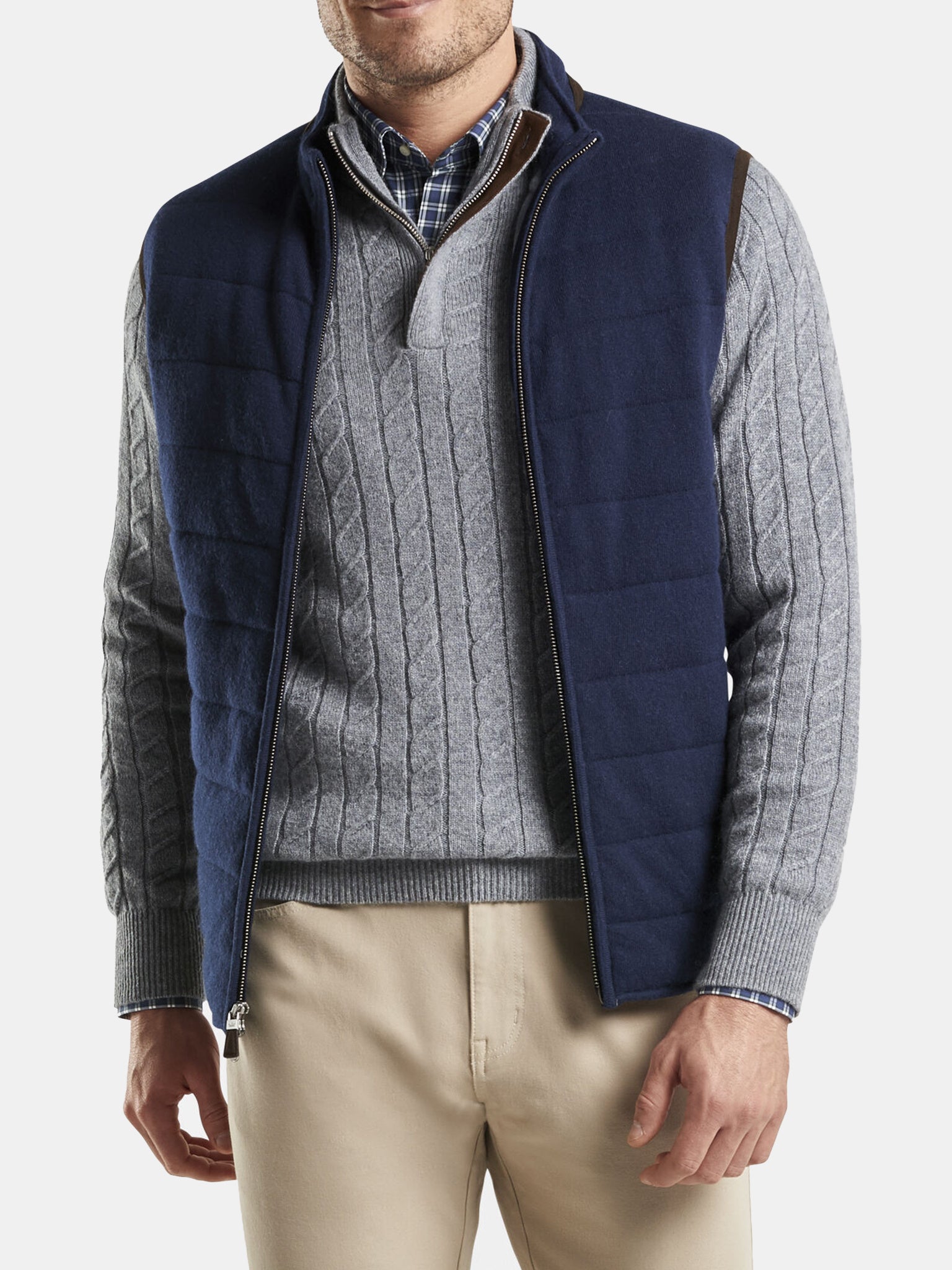 Peter Millar Crown WoolCashmere FullZip Vest Saint Bernard