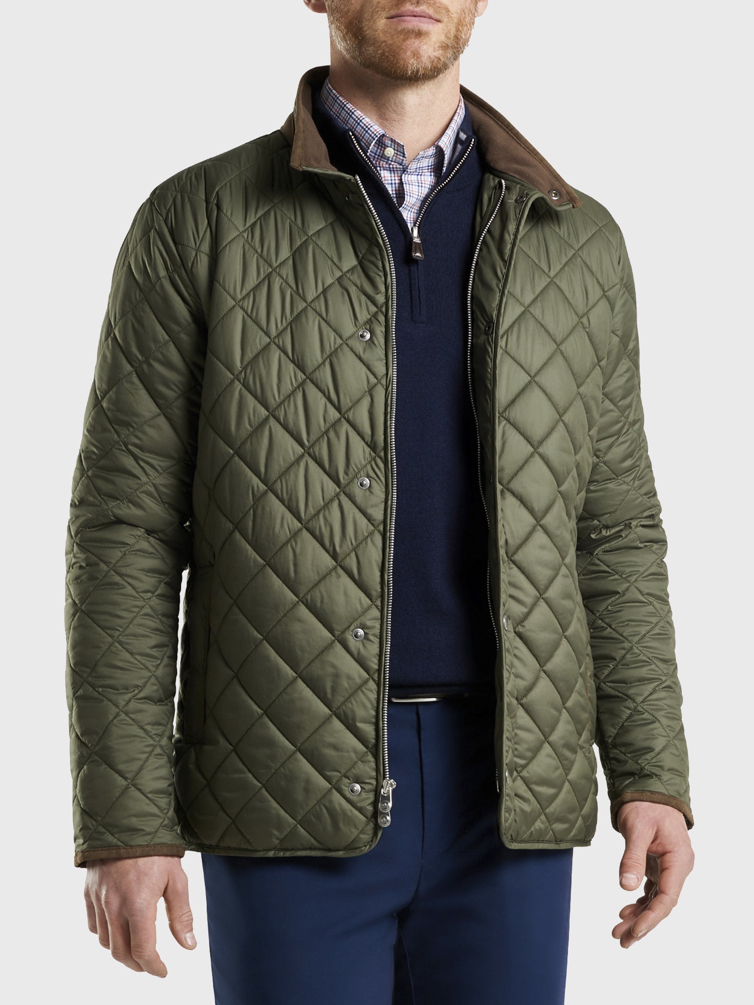 Peter Millar Crown Men's Suffolk Quilted Travel Coat Saint Bernard