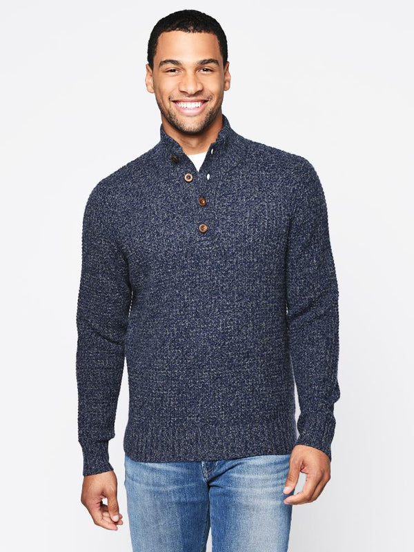 Faherty Brand Men’s Cashmere Quarter Button Pullover - Saint Bernard