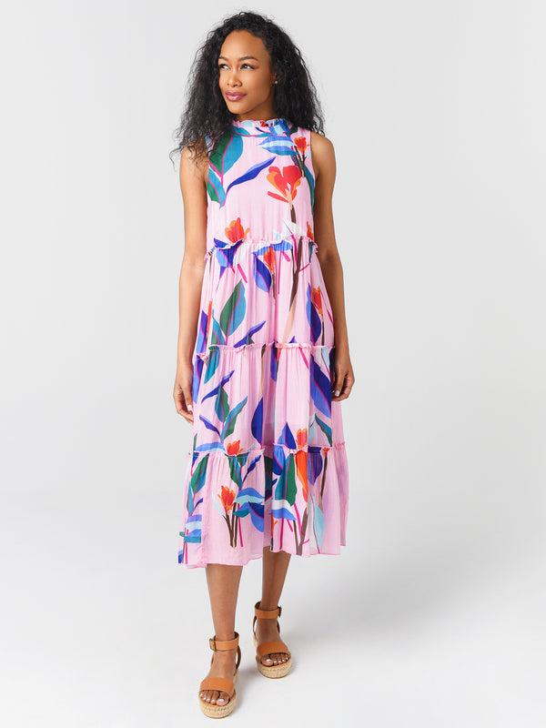 Oliphant Women's Ruffle Tiered Midi Dress - Saint Bernard