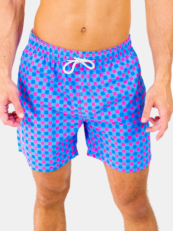 Michael's Swimwear Men's Classic Gingham Swim Trunk - Saint Bernard