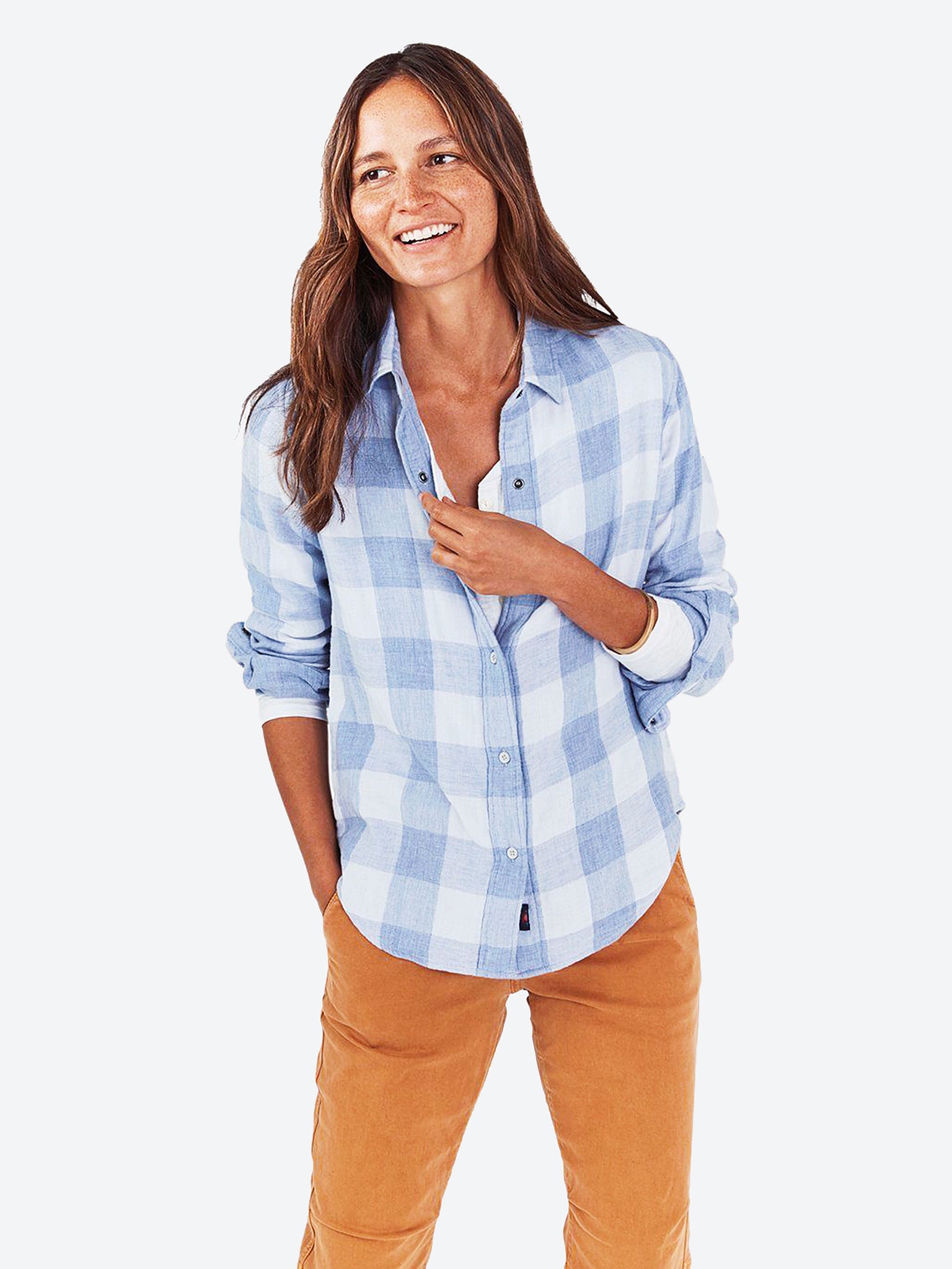 Faherty Brand Women's Belmar Soft Twill Organic Cotton Reversible Shir