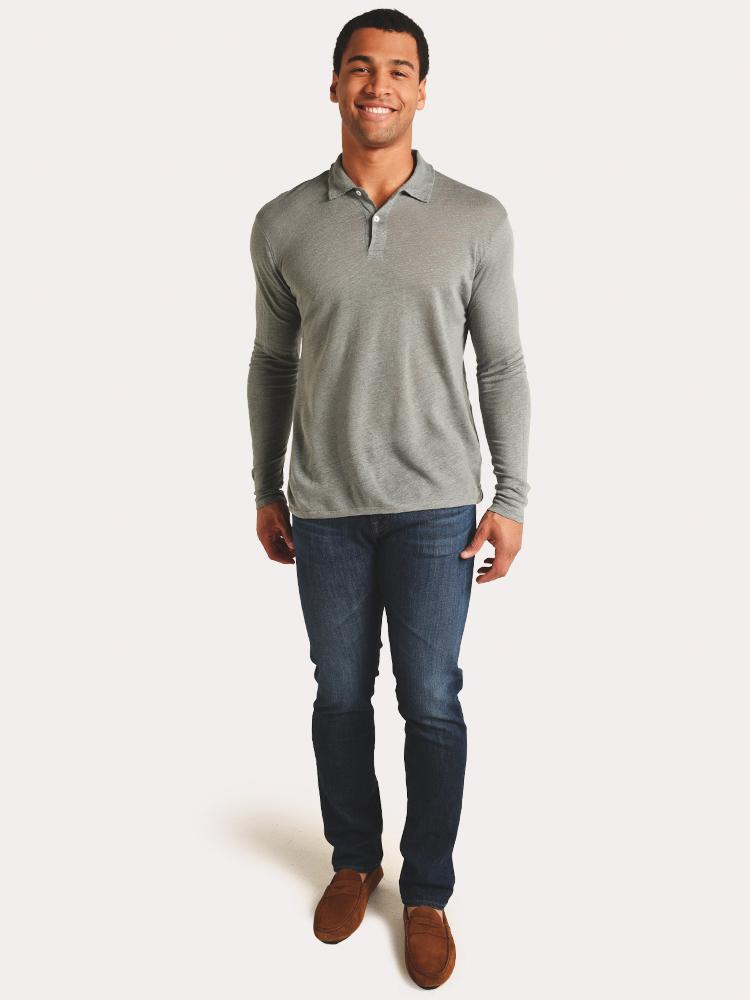 linen polo long sleeve