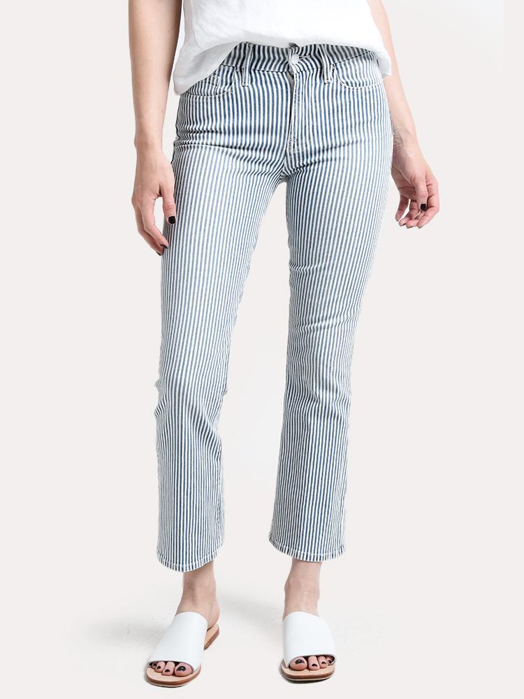 frame striped jeans