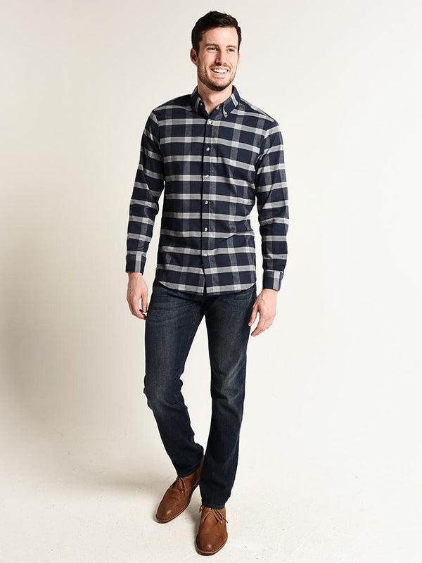 Mizzen+Main Fairview Blue & Grey Plaid Flannel Shirt - Saint Bernard