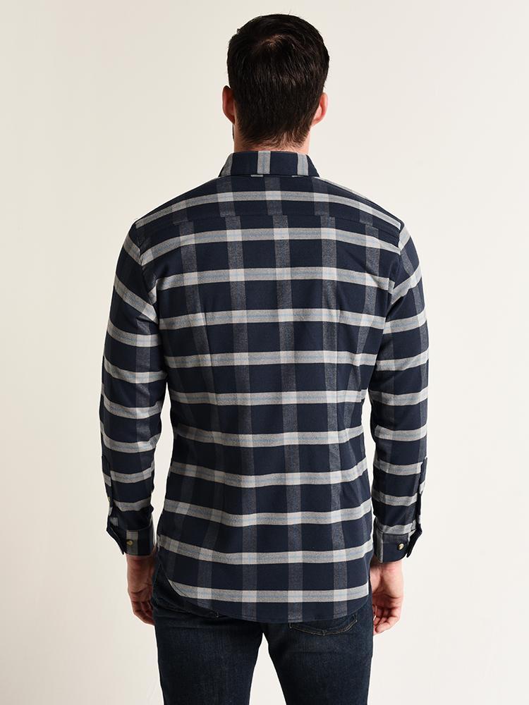 Mizzen+Main Fairview Blue & Grey Plaid Flannel Shirt - Saint Bernard