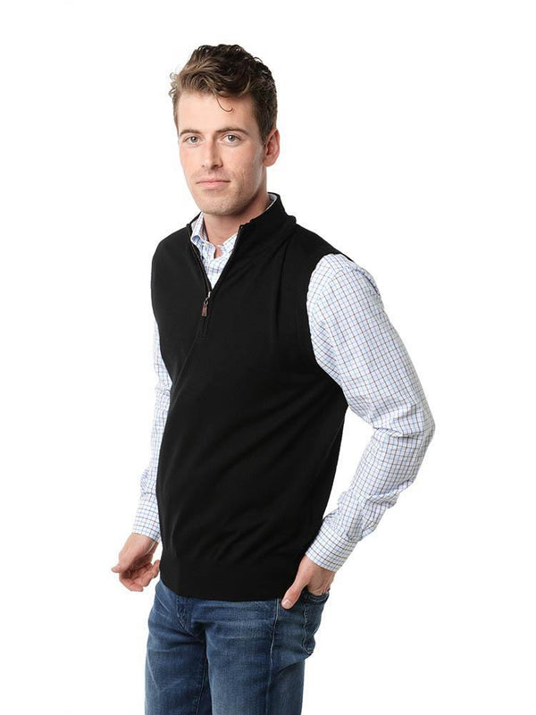 Peter Millar Men's Merino Wool Quarter-Zip Sweater Vest - Saint Bernard