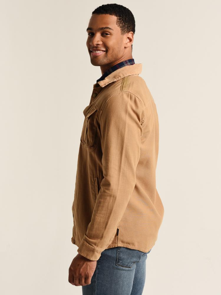 barbour deck overshirt sand