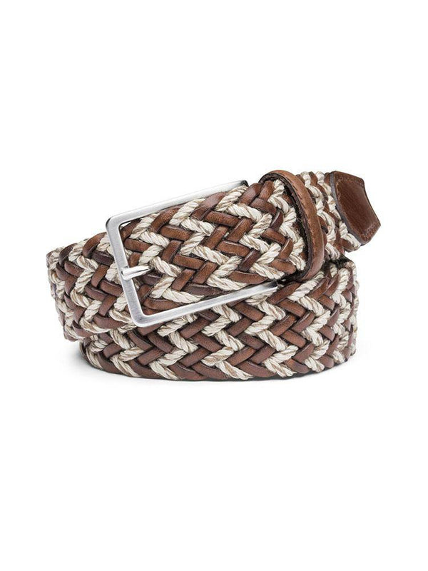 Peter Millar Men's Woven Check Trimmed Belt - Saint Bernard