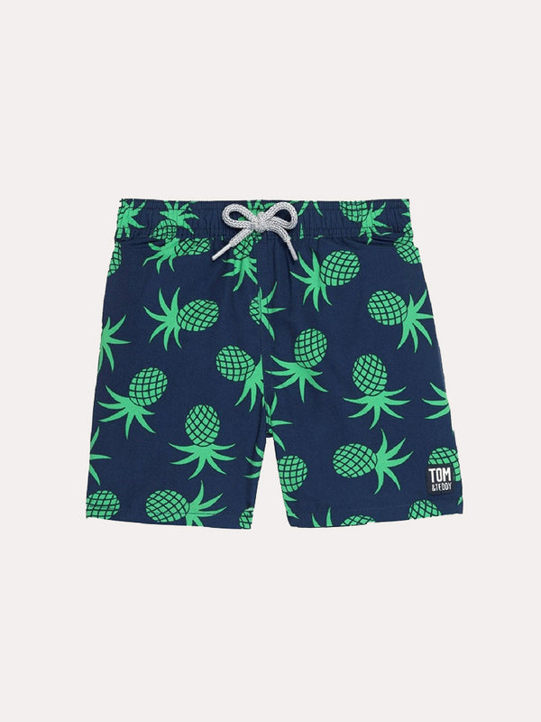 Tom & Teddy Boys' Irish Green Pineapples Swim Trunks - Saint Bernard