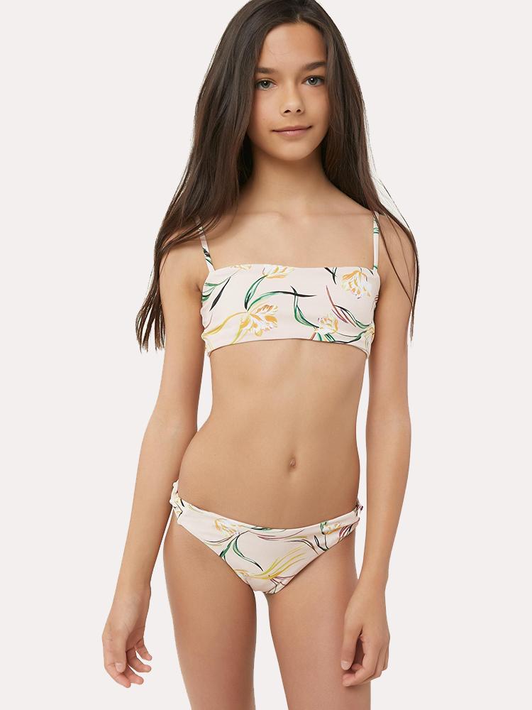 Oneill Girls Claris Floral Bandeau Bikini Set - Saint -5937