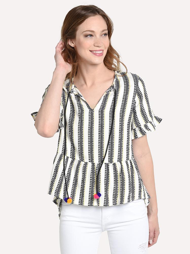 THML Stripe Top With Poms - Saint Bernard