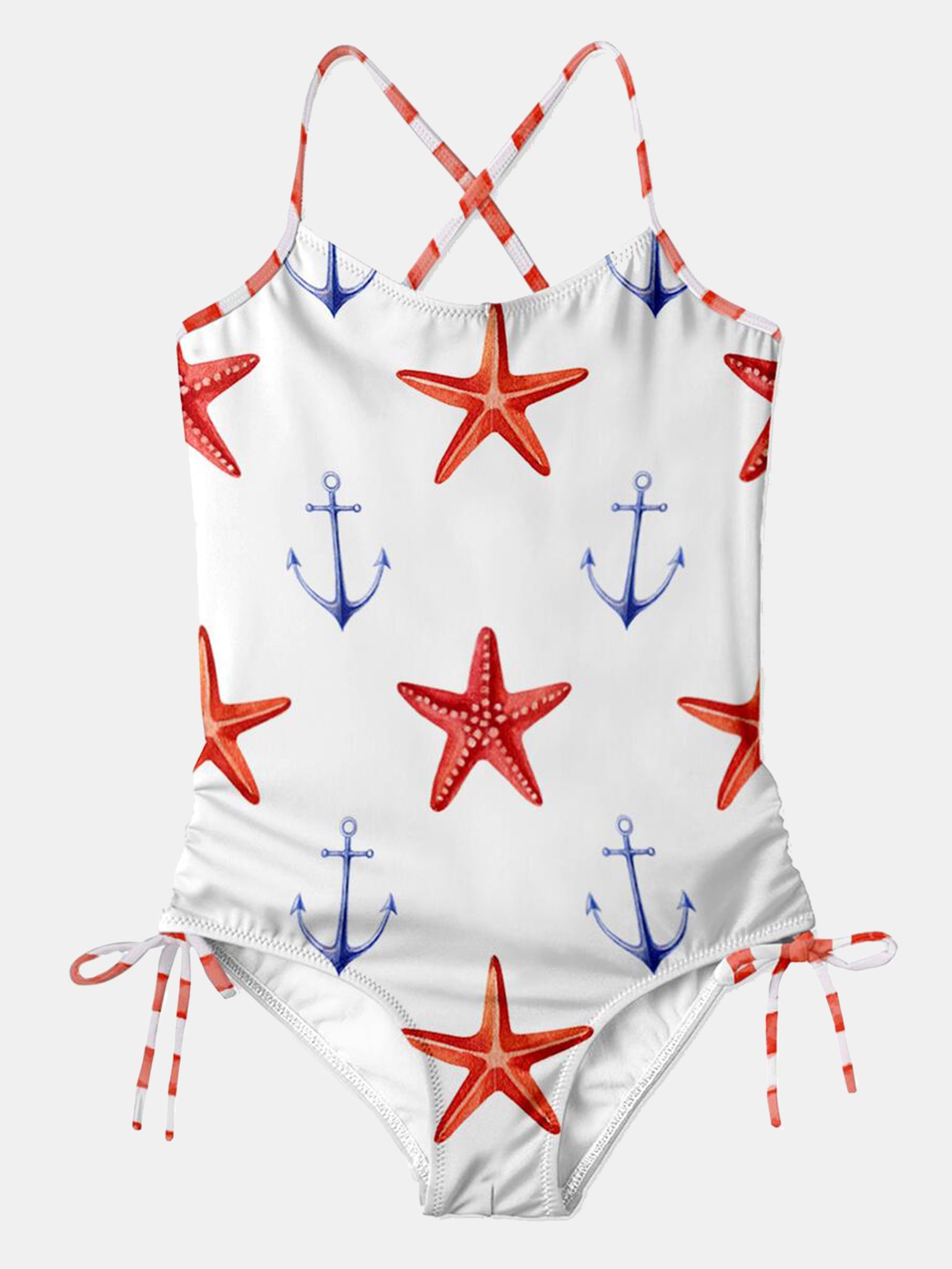 Stella Cove Little Girls' Starfish and Anchor Side Tie Swimsuit - Saint ...