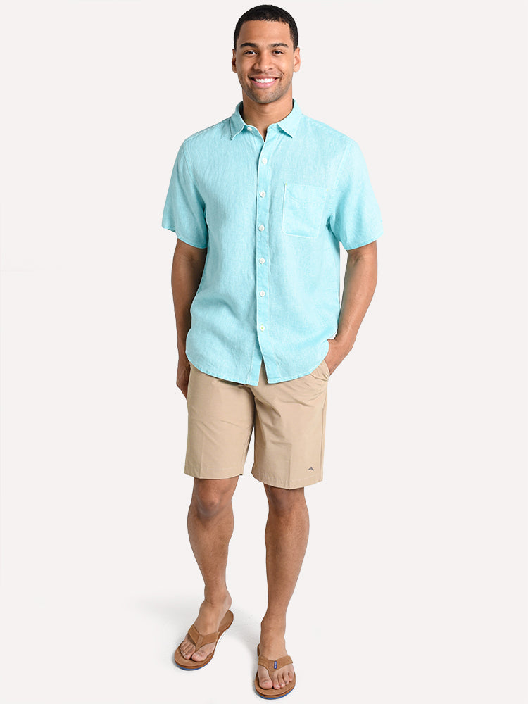 Tommy Bahama Men's Sea Glass Breezer Linen Camp Shirt - Saint Bernard