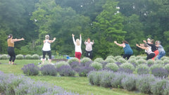 yoga ladies in the field