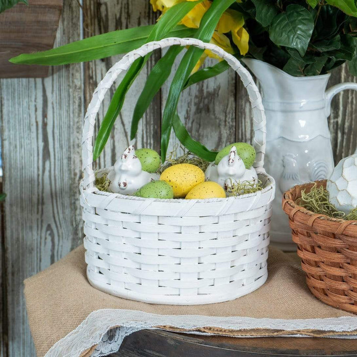 Small Round White Easter Vintage Farmhouse Amish Wicker — Baskets