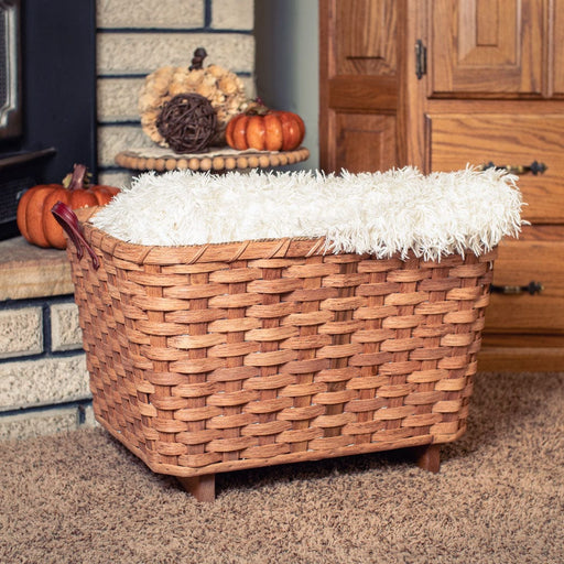 Basket Side Table  Amish Wicker 2-Tier Storage Basket End Table