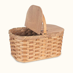 Medium Wicker Picnic Basket | Classic Amish Woven Wood w/Lid — Amish ...