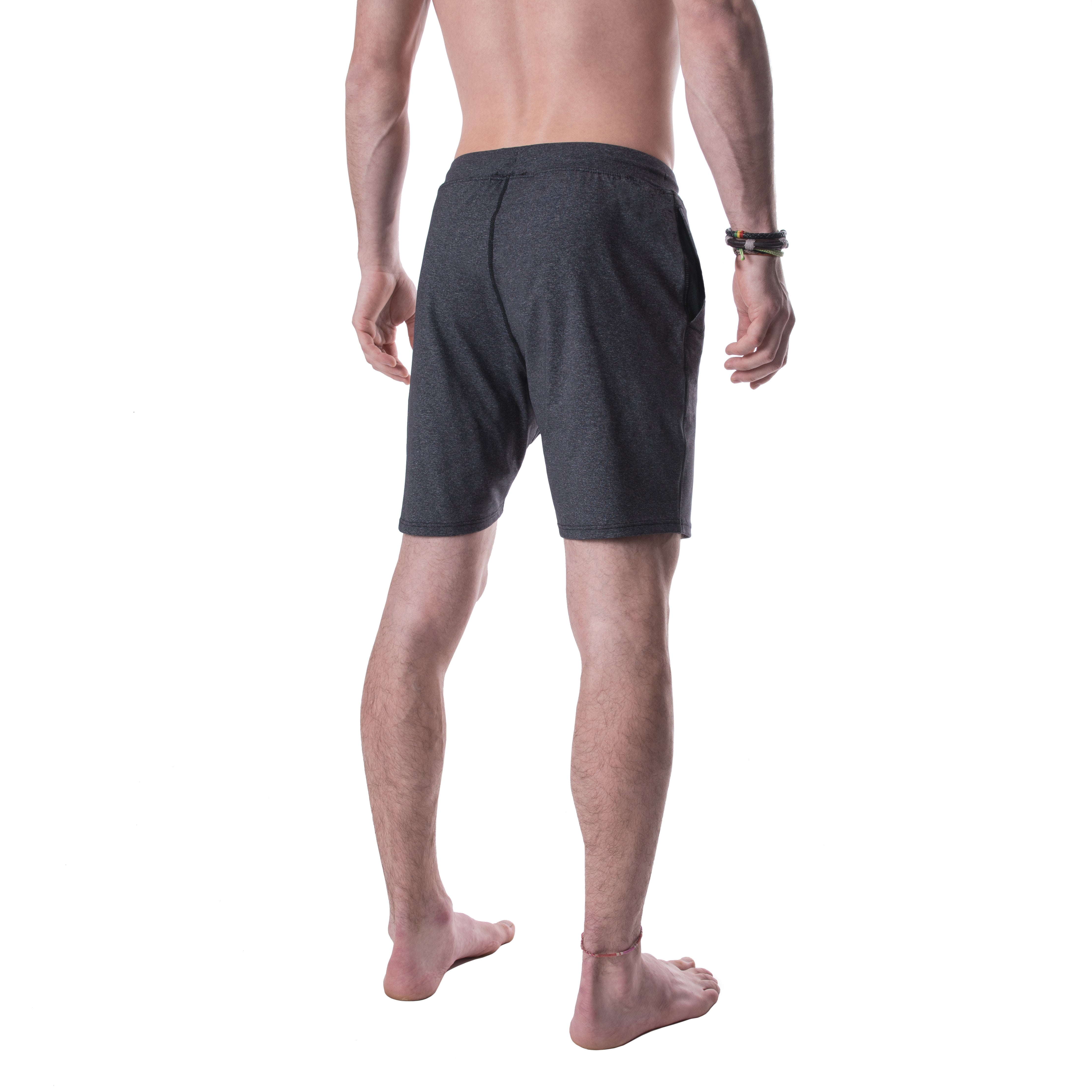 Yoga Crow™ Men's Swerve Yoga Shorts with Liner & Pockets in Heather Grey